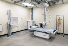 AIMS room with medical skeleton and medical equipment