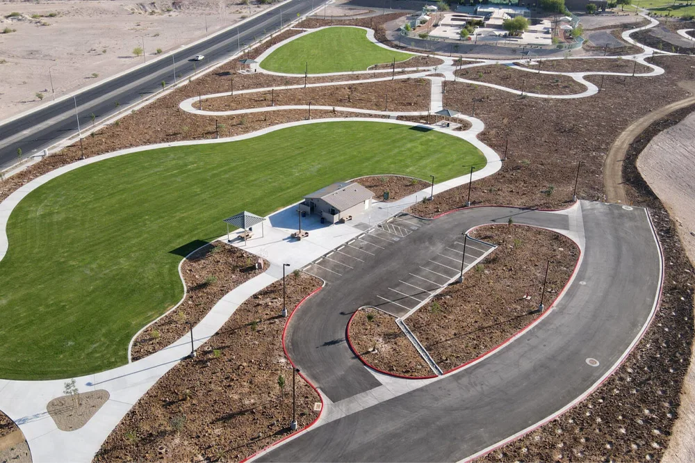 aerial view of a park