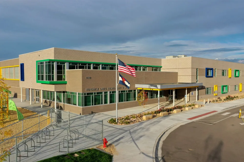 elementary school with flag pole