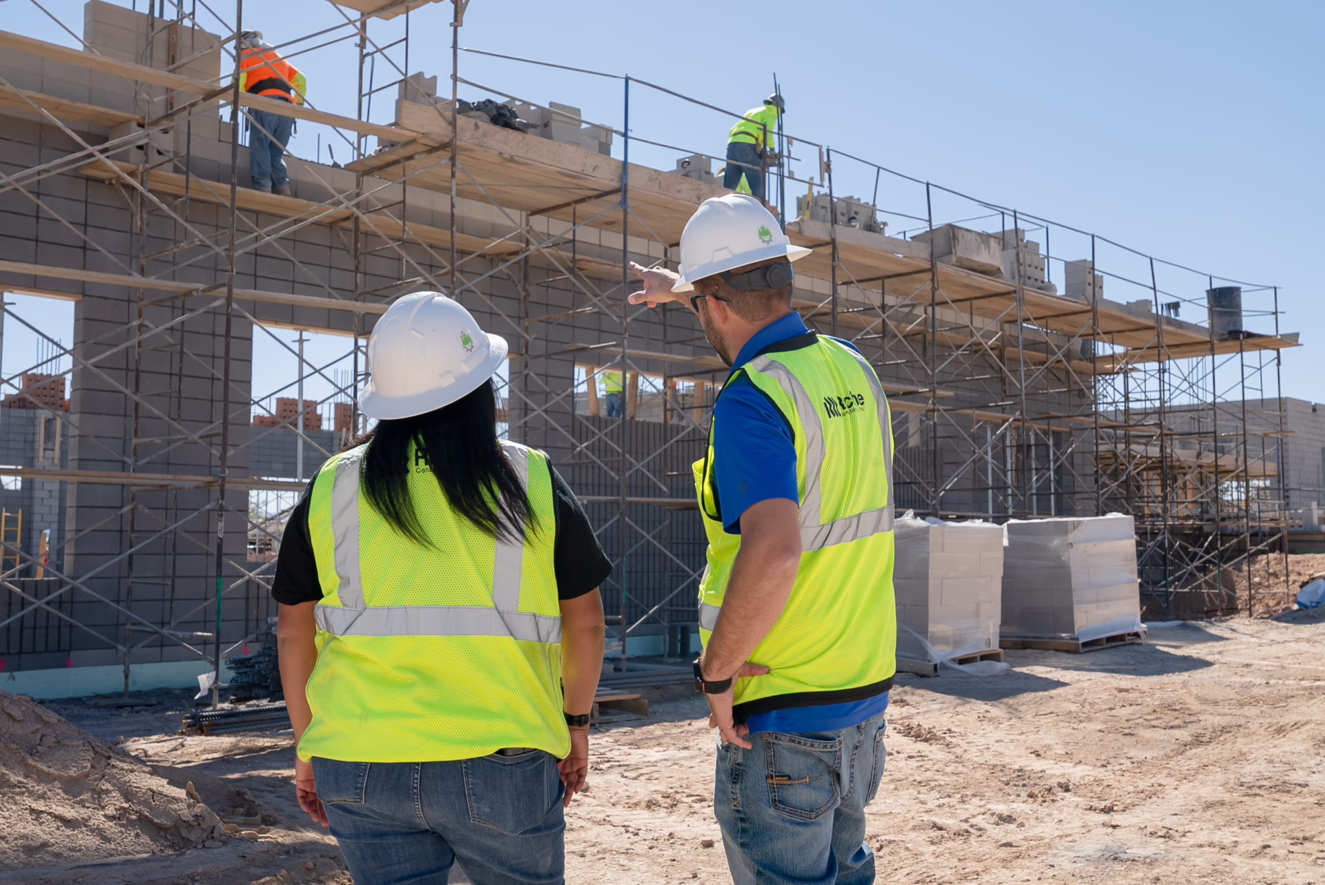 Roche construction team members on job site